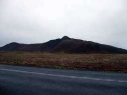 The Þingvallavegur road to Geysir and hills on the north side of Þingvellir National Park