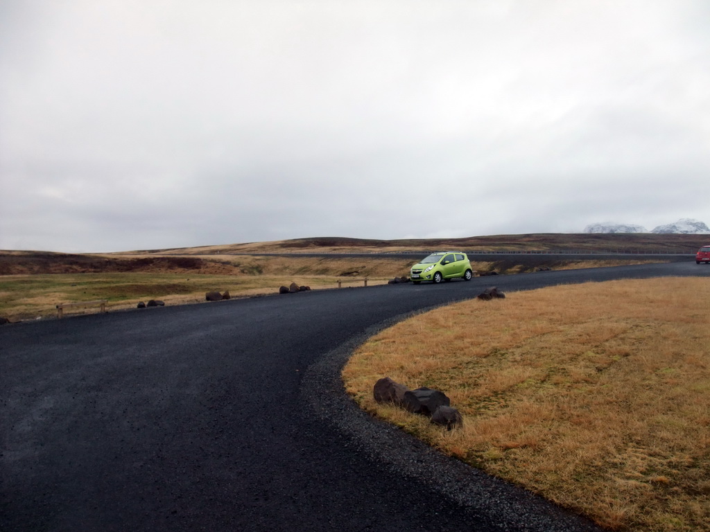 Our rental car on a parking place alongside the Gjabakkavegur road to Geysir