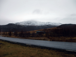 The Biskupstungnabraut road to Geysir and mountains to the northwest of Geysir