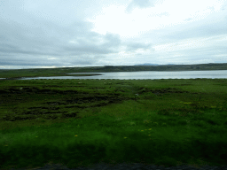 The Leirvogsvatn lake, viewed from the rental car on the Þingvallavegur road