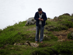 Miaomiao`s father at a small lake just south of the Þingvallavegur road