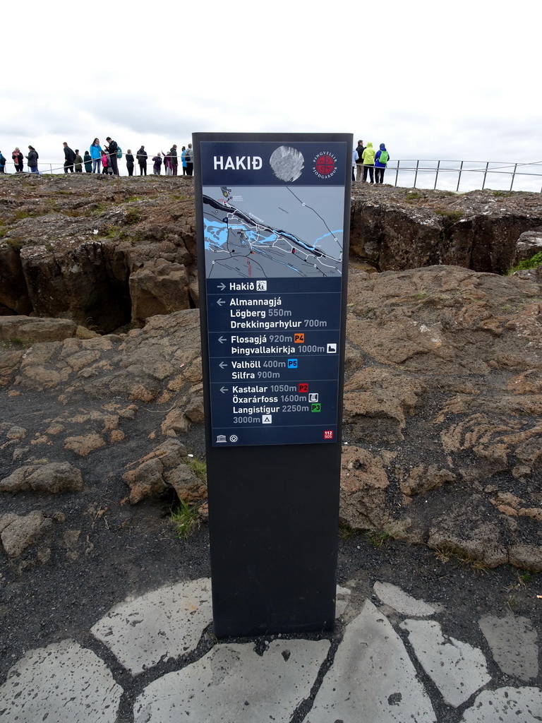Signpost in front of the Hakið Viewing Point of the Þingvellir National Park