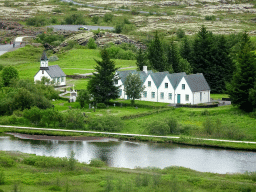 The Þingvellir Church and houses at the Þingvellir National Park, viewed from the Hakið Viewing Point