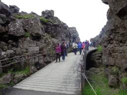 Miaomiao and her parents at the south side of the path through the Almannagjá Gorge at Þingvellir National Park
