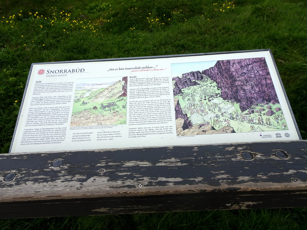 Information on Snorri`s Booth at Þingvellir National Park