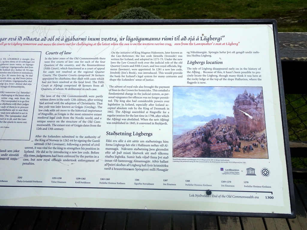 Information on the Law Rock at Þingvellir National Park