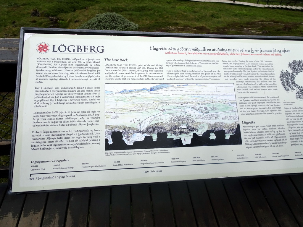 Information on the Law Rock at Þingvellir National Park