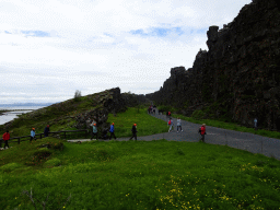 Path through the Almannagjá Gorge at Þingvellir National Park, viewed from the north side