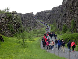 Path through the Almannagjá Gorge at Þingvellir National Park, viewed from the north side