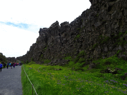 Path through the Almannagjá Gorge at Þingvellir National Park, viewed from the north side