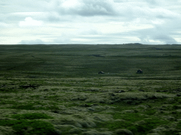 Grassland with farms, viewed from the rental car on the Gjábakkavegur road to Geysir