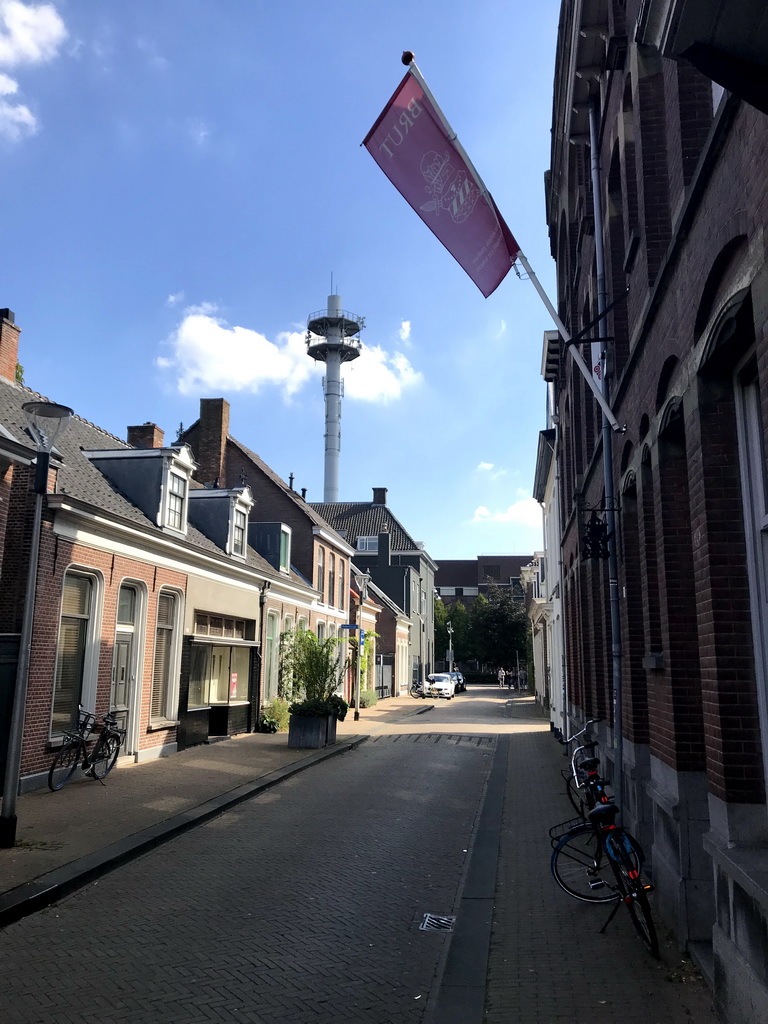 The Poststraat street and a telecommunications tower