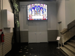 Stained glass window at the bottom of the staircase at the ground floor of the Natuurmuseum Brabant