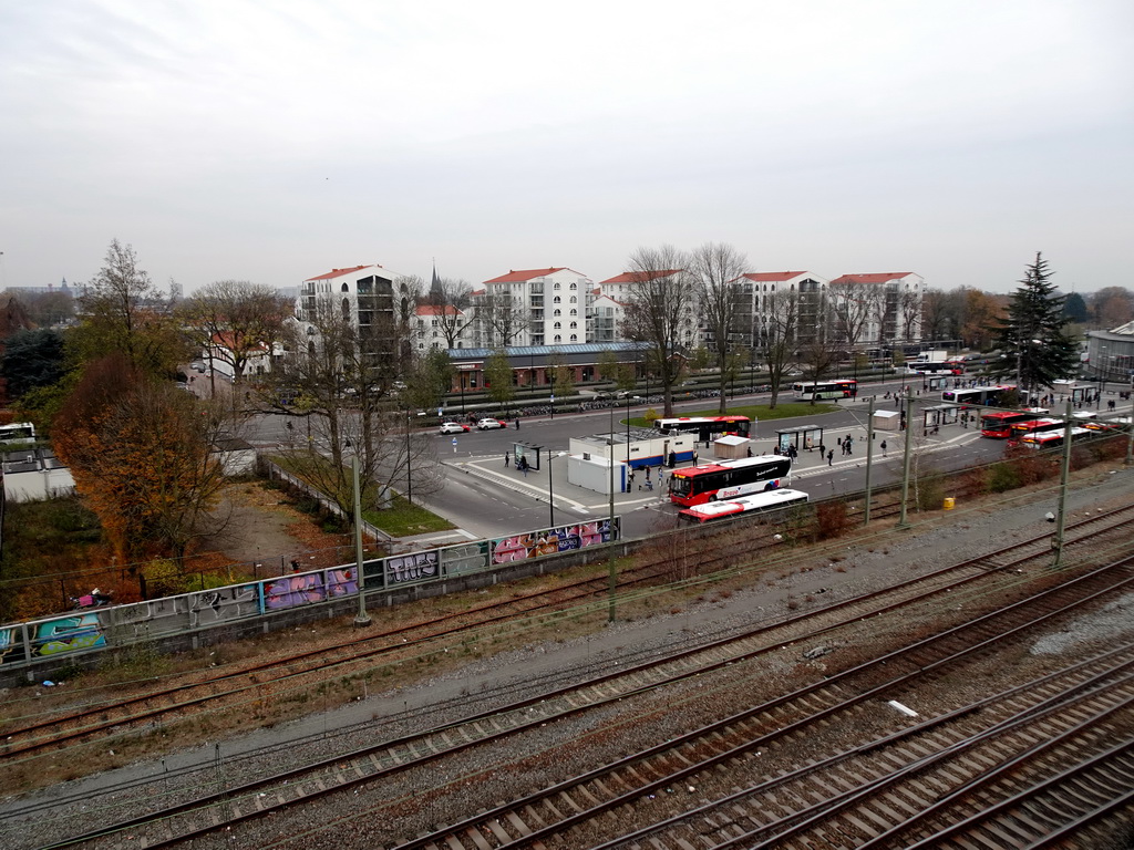 The Tilburg Central Bus Station and the Clarissenhof apartment complex, viewed from the top floor of the Knegtel Parking Garage