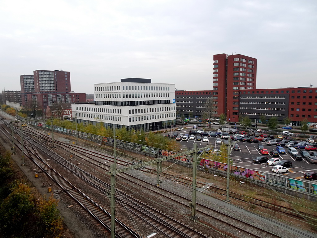 The UWV Tilburg and Woonzorgcentrum Joannes Zwijsen buildings, viewed from the top floor of the Knegtel Parking Garage