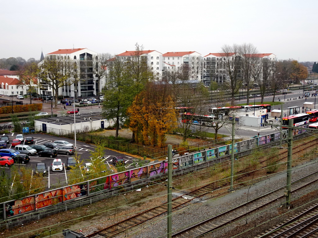 The Tilburg Central Bus Station and the Clarissenhof apartment complex, viewed from the top floor of the Knegtel Parking Garage