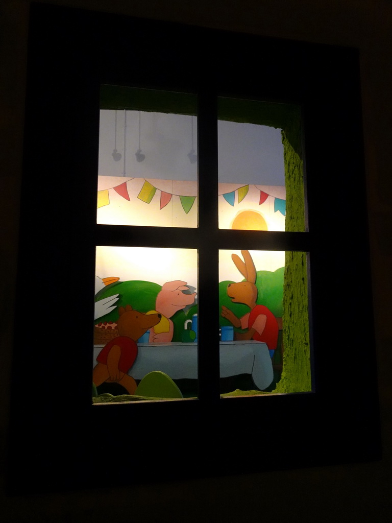 Window in the home of Kikker at the `Kikker is hier!` exhibition at the second floor of the Natuurmuseum Brabant
