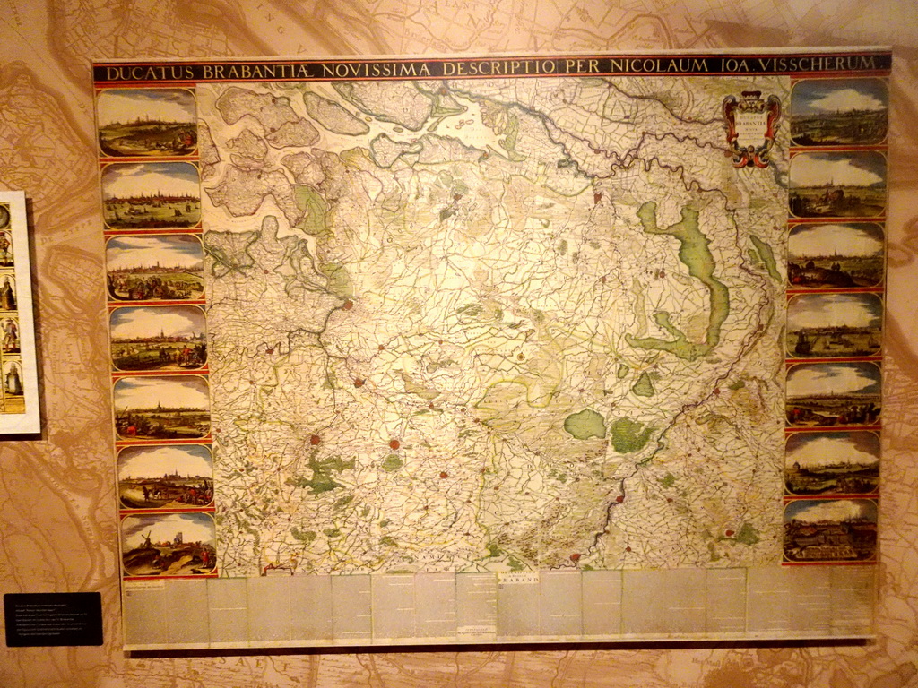 16th century map of the province of Brabant at the `Jouw Brabant, mijn Brabant - een landschap vol herinneringen` exhibition at the first floor of the Natuurmuseum Brabant
