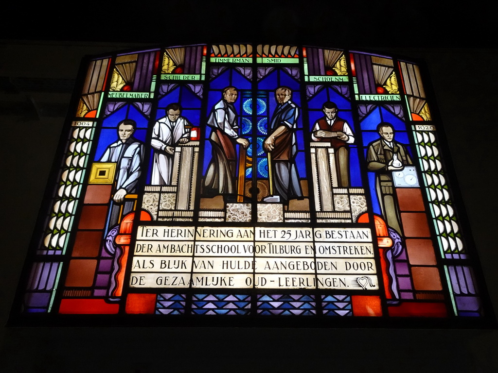 Stained glass window at the bottom of the staircase at the ground floor of the Natuurmuseum Brabant