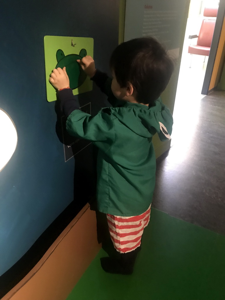 Max with a drawing of Kikker at the `Kikker is hier!` exhibition at the second floor of the Natuurmuseum Brabant