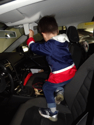 Max in the car at the Knegtel Parking Garage