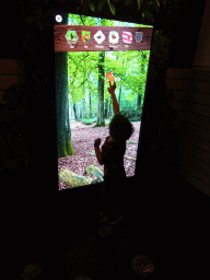 Max playing a game at the OO-zone at the ground floor of the Natuurmuseum Brabant