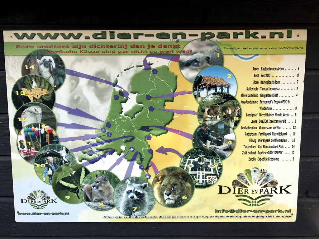 Information on the `Dier en Park` zoos at the Dierenpark De Oliemeulen zoo