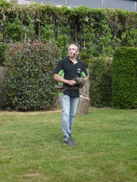 Zookeeper during the Birds of Prey Show at the Dierenpark De Oliemeulen zoo