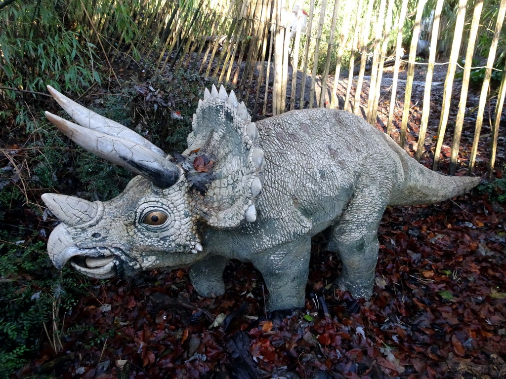 Statue of a Triceratops at the Dierenpark De Oliemeulen zoo