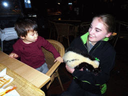 Max with a Zookeeper and a Skunk, during lunch at the Ground Floor of the main building of the Dierenpark De Oliemeulen zoo