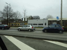 Front of the De Boemel Theatre at the Burgemeester Brokxlaan street, viewed from the car