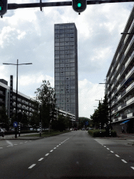 The Westpoint Tower at the Hart van Brabantlaan street, viewed from the car