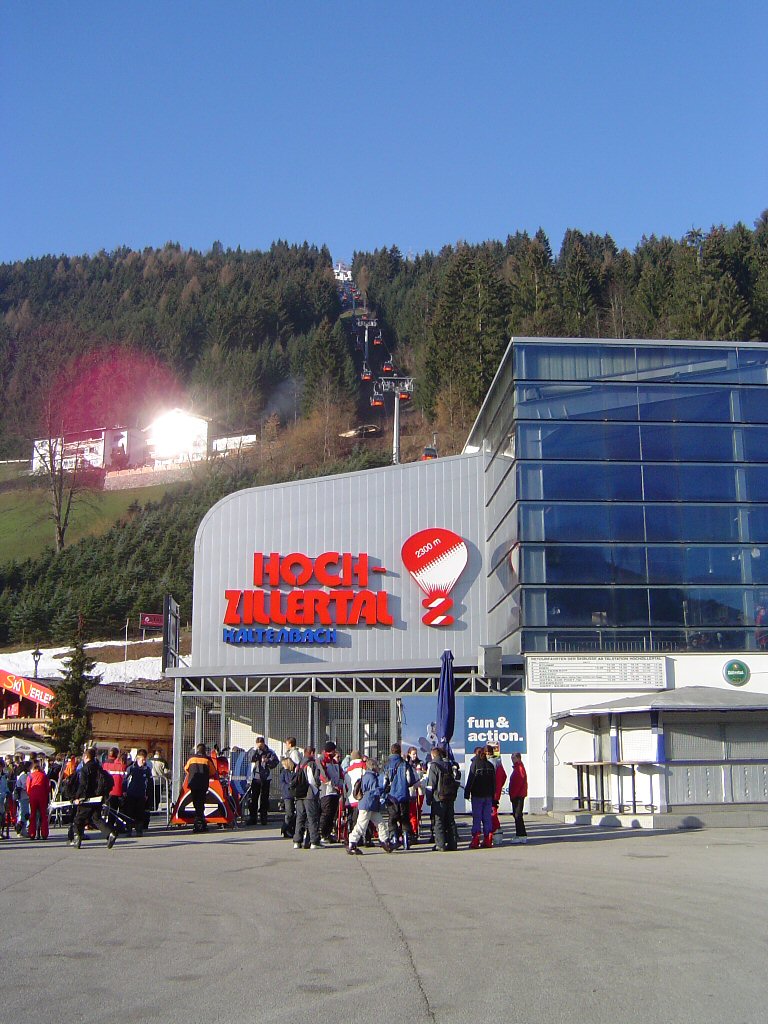 Front of the ski lift to the Hochzillertal ski resort