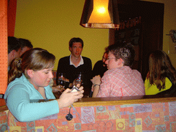 Tim and his friends having drinks at the Alpenhof Hotel at Brixlegg