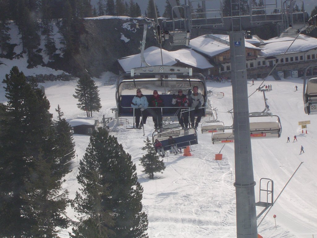 Tim`s friends at the ski lift to the Hochzillertal ski resort