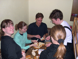 Tim`s friends preparing bread at the Alpenhof Hotel at Brixlegg