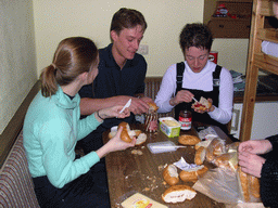Tim`s friends preparing bread at the Alpenhof Hotel at Brixlegg