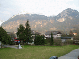 Mountains ans houses at Brixlegg, viewed from Tim`s room at the Alpenhof Hotel