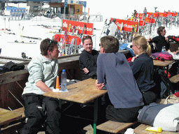 Tim and his friends at a terrace at the Hochzillertal ski resort