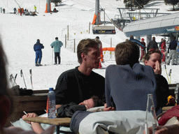 Tim and his friends at a terrace at the Hochzillertal ski resort