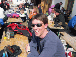 Tim at a terrace at the Hochzillertal ski resort