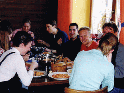 Tim and his friends having lunch at the Alpenhof Hotel at Brixlegg