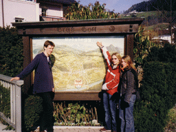 Tim and his friends with a map of Brixlegg