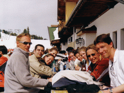 Tim and his friends at a terrace at the Hochzillertal ski resort