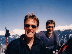 Tim and his friend at a terrace at the Hochzillertal ski resort