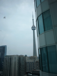 The CN Tower (Canadian National Tower) from a window of the Holiday Inn on King hotel
