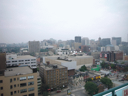 View on the city center from the rooftop swimming pool of the Holiday Inn on King hotel