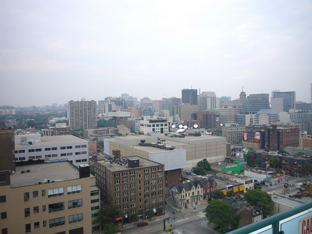 View on the city center from the rooftop swimming pool of the Holiday Inn on King hotel