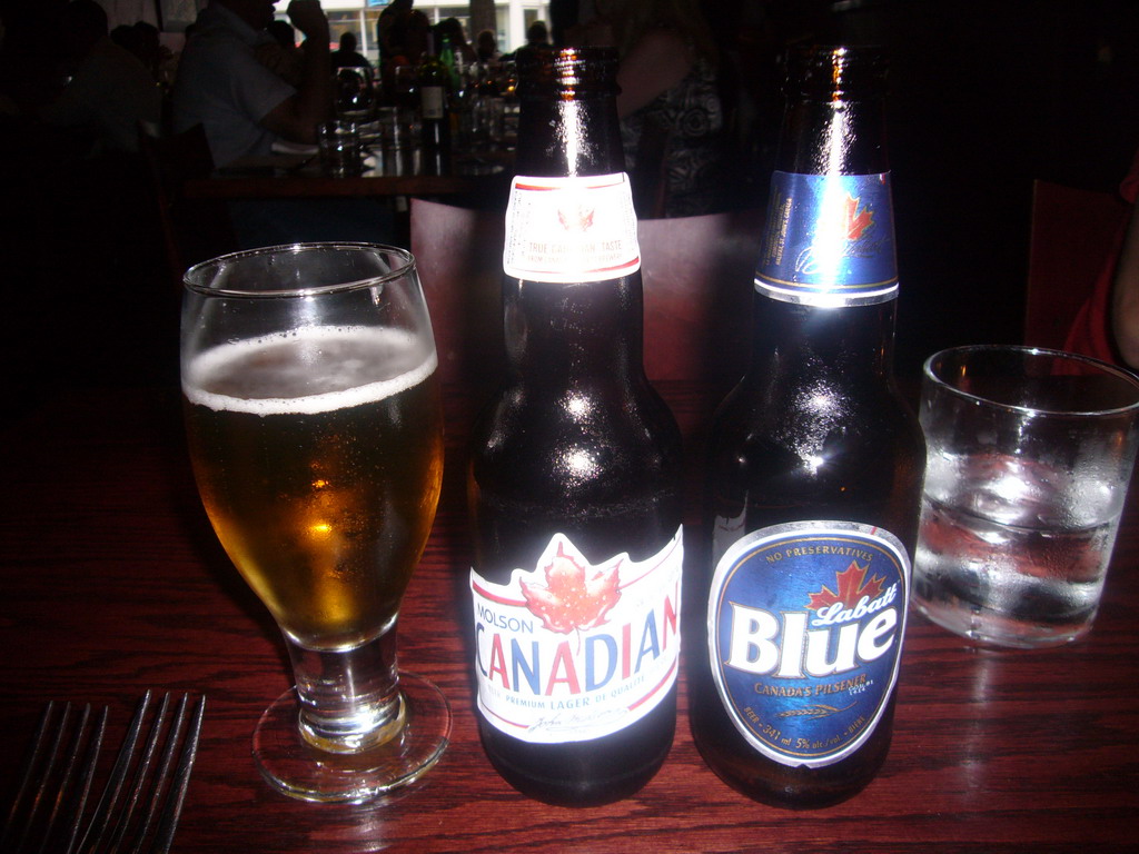 Molson Canadian beer and Labatt Blue beer in our dinner restaurant at King Street