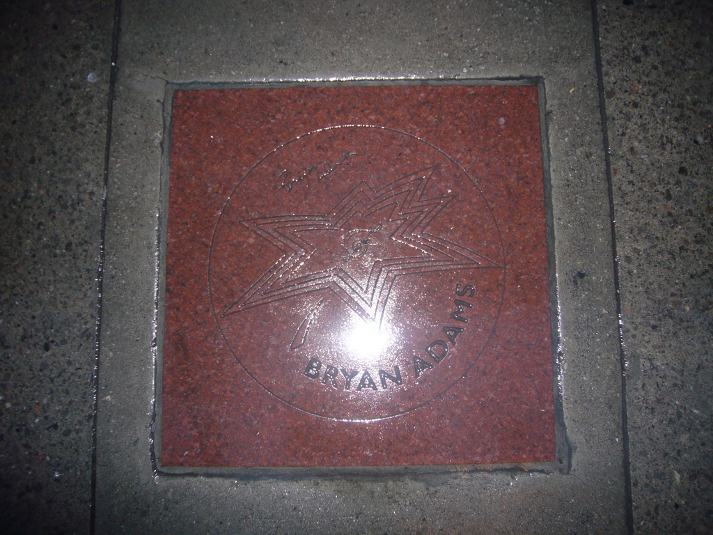 The star of Bryan Adams at Canada`s Walk of Fame
